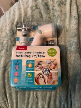 Playtex 2-in-1 Bathing System White and Teal Handheld Sprayer